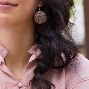 Matr Boomie Zara India Brass Metal Disk Multi Tone Metal Boho Earrings